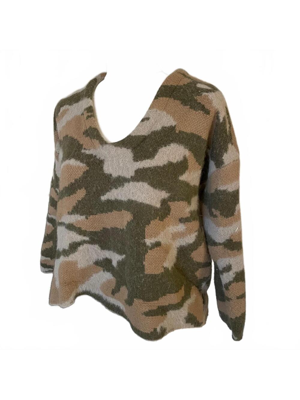 POL camo green thick sweater